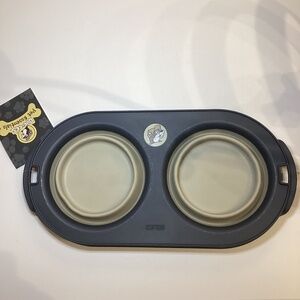 Buc-ee’s Collapsible Travel Dog Food & Water Bowl Medium Size Silicone Plastic